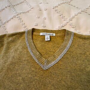 $300 Autumn Cashmere Men's 100% Yellow heather V neck Sweater Medium